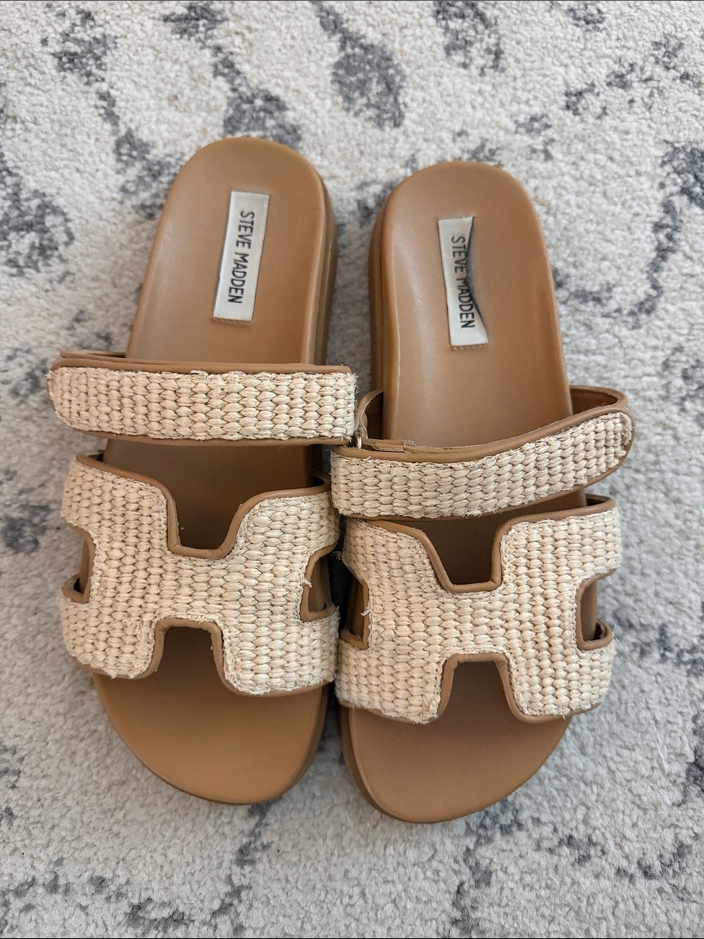 Steve Madden Missile sandals with straps in natural raffia